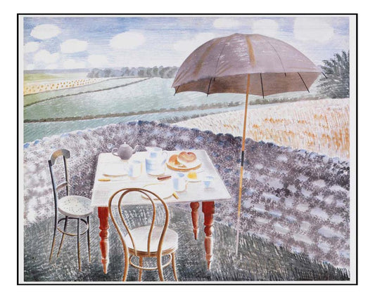 Tea at Furlongs 1939 South Downs by Eric Ravilious, A4 size (8.27 × 11.69 inches) Poster