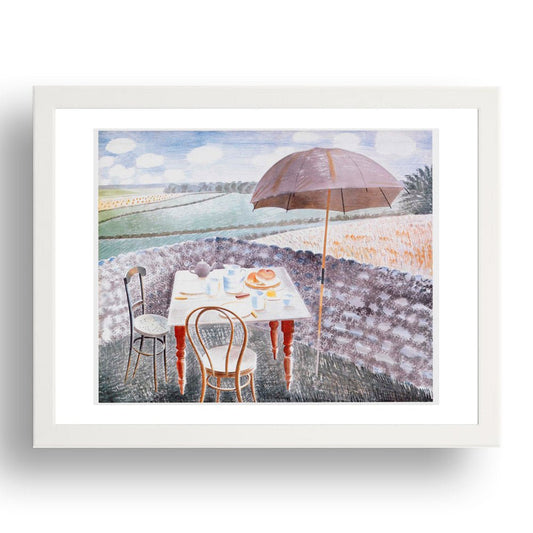 TEA AT FURLONGS (1939),  SOUTH DOWNS Lanscape by Eric Ravilious, 17x13" Frame