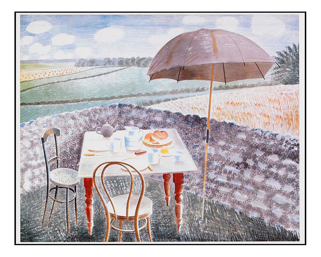 Tea at Furlongs, South Downs, Sussex, 1939 by Eric Ravilious
