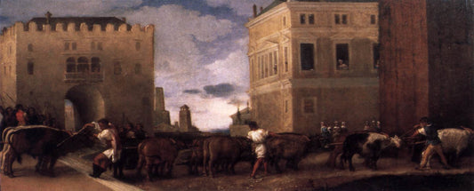 Teams of Oxen, vintage artwork by Lorenzo Lotto, A3 (16x12") Poster Print