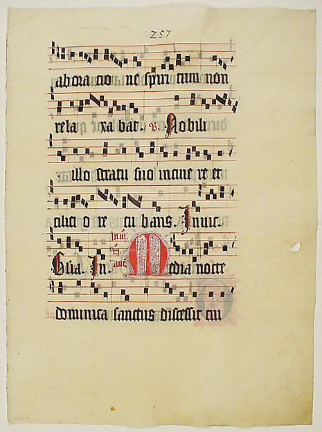 :Manuscript Leaf with Initial M from an Antiphonary second q-16x12