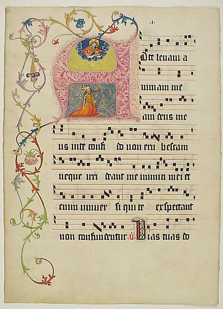 :Manuscript Leaf with Initial A from a Gradual second quarte-16x12