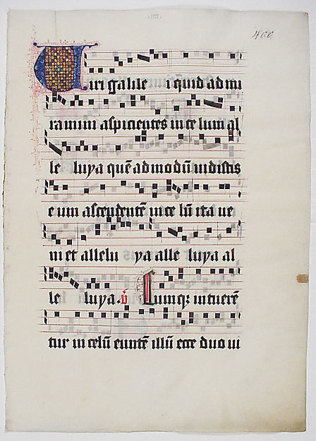 :Manuscript Leaf with Initial V from a Gradual second quarte-16x12"(A3) Poster
