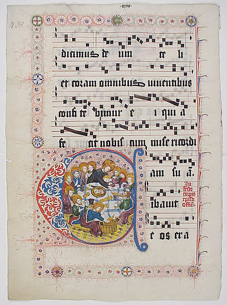 :Manuscript Leaf with Initial C from a Gradual second quarte-16x12