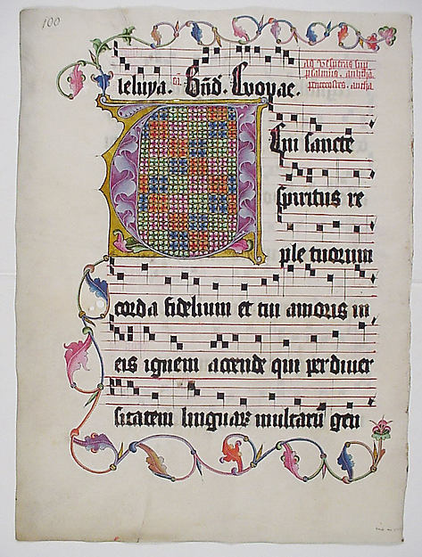 :Manuscript Leaf with Initial V from an Antiphonary second q-16x12"(A3) Poster