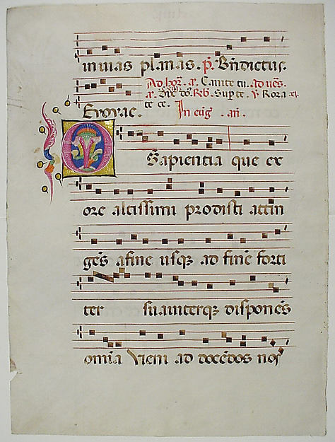:Manuscript Leaf with Initial O from an Antiphonary 15th cen-16x12"(A3) Poster