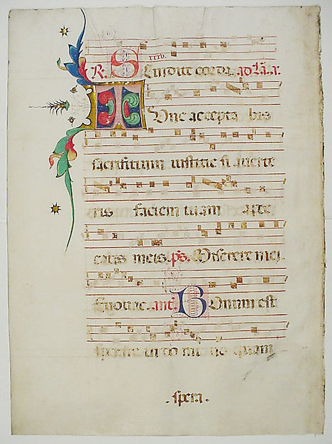 :Manuscript Leaf with Initial T from an Antiphonary 15th cen-16x12"(A3) Poster