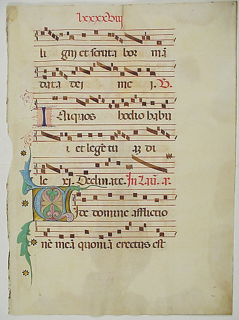 :Manuscript Leaf with Initial V from an Antiphonary 15th cen-16x12"(A3) Poster