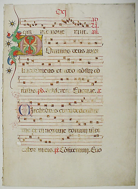 :Manuscript Leaf with Initial D from an Antiphonary 15th cen-16x12"(A3) Poster