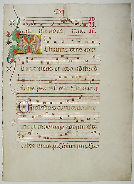 :Manuscript Leaf with Initial D from an Antiphonary 15th cen-16x12