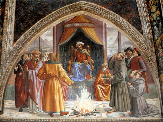 Test of Fire Before the Sultan (Sassetti Chapel), vintage artwork by Domenico Ghirlandaio, A3 (16x12") Poster Print