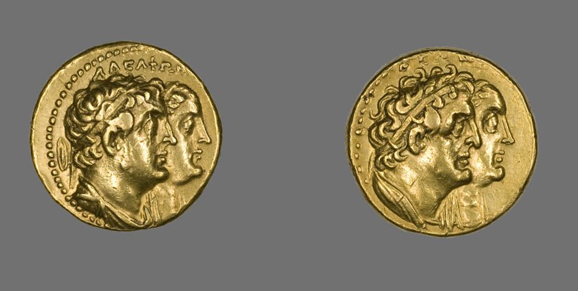 Tetradrachm (Coin) Portraying King Ptolemy II and Queen Arsinoë II by  Greco-Egyptian, 23x16"( A2 size) Poster Print