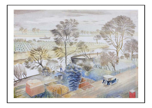 Thames at Hammersmith, 1935 by Eric Ravilious, A4 size (8.27 × 11.69 inches) Poster