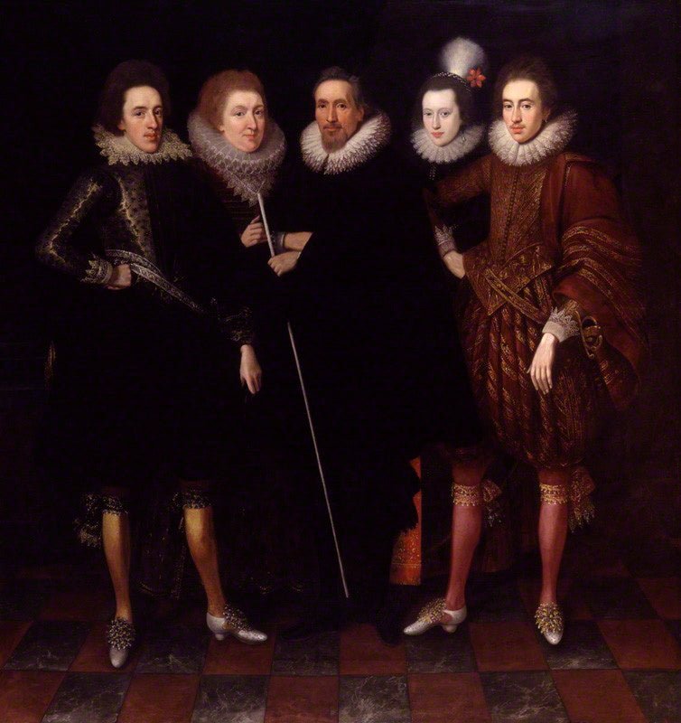 The 1st Earl of Monmouth and his family, vintage artwork by Attributed to Paulus van Somer I, 12x8" (A4) Poster