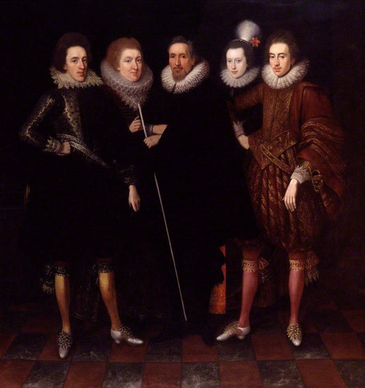 The 1st Earl of Monmouth and his family, vintage artwork by Attributed to Paulus van Somer I, 12x8" (A4) Poster