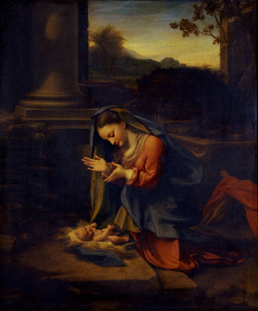 The Adoration of the Child, vintage artwork by Correggio, A3 (16x12") Poster Print