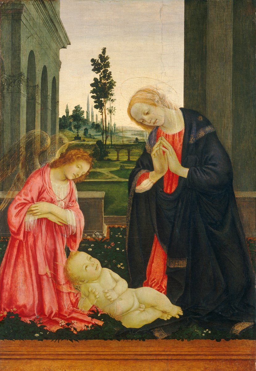 The Adoration of the Child, vintage artwork by Filippino Lippi, A3 (16x12") Poster Print