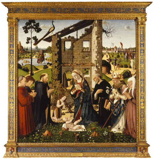 The Adoration of the Child with Saints and Donors, vintage artwork by Biagio d'Antonio, A3 (16x12") Poster Print