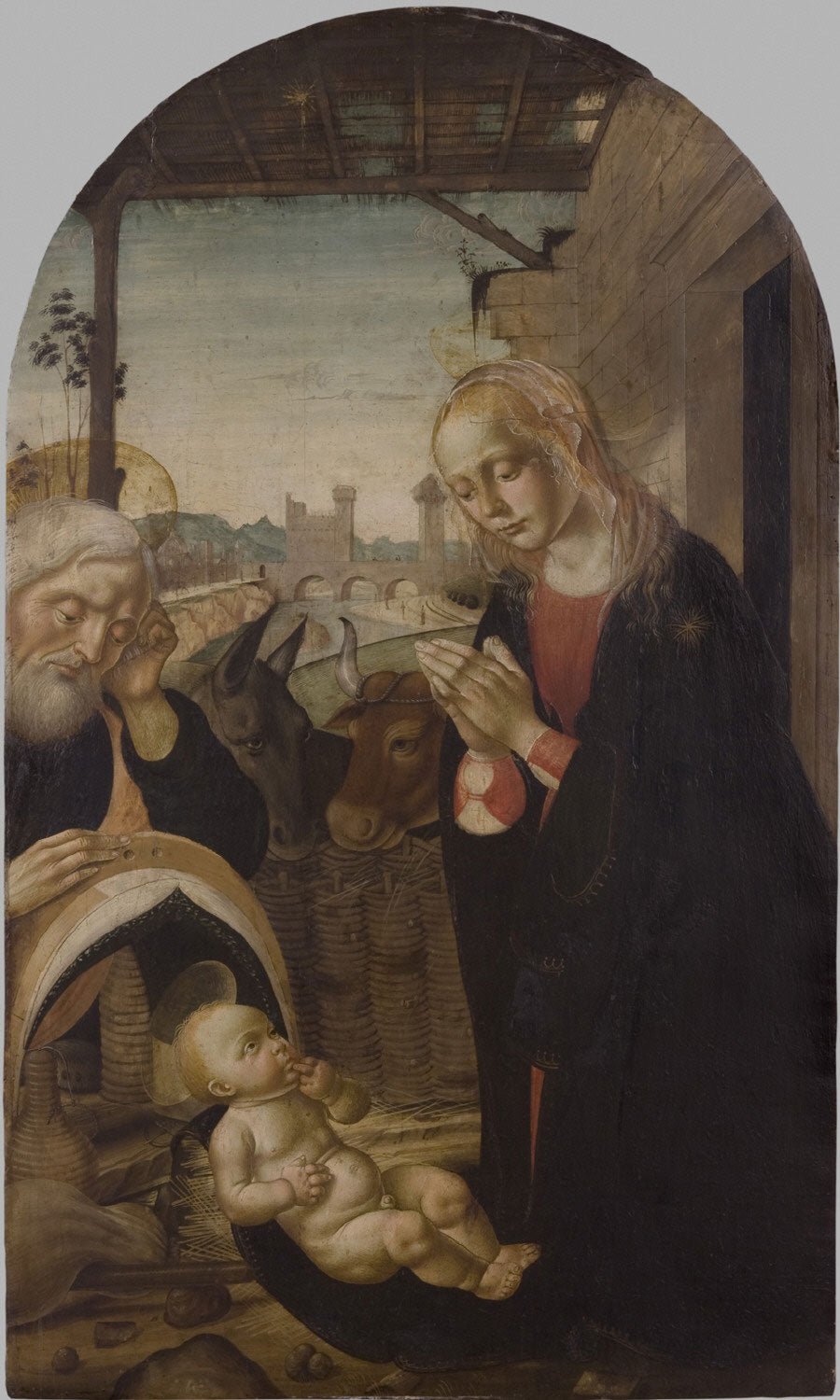 The Adoration of the Christ Child, vintage artwork by Biagio d'Antonio, A3 (16x12") Poster Print