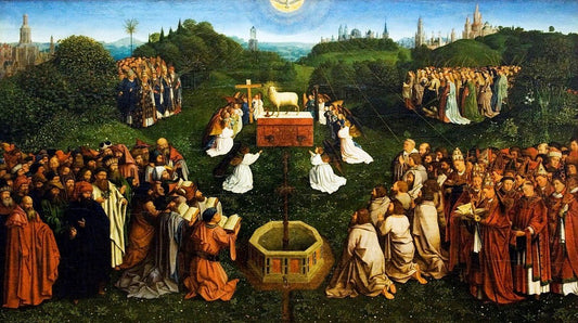 The Adoration of the Lamb (after Hubert and Jan van Eyck), vintage artwork by Michiel Coxie, A3 (16x12") Poster Print