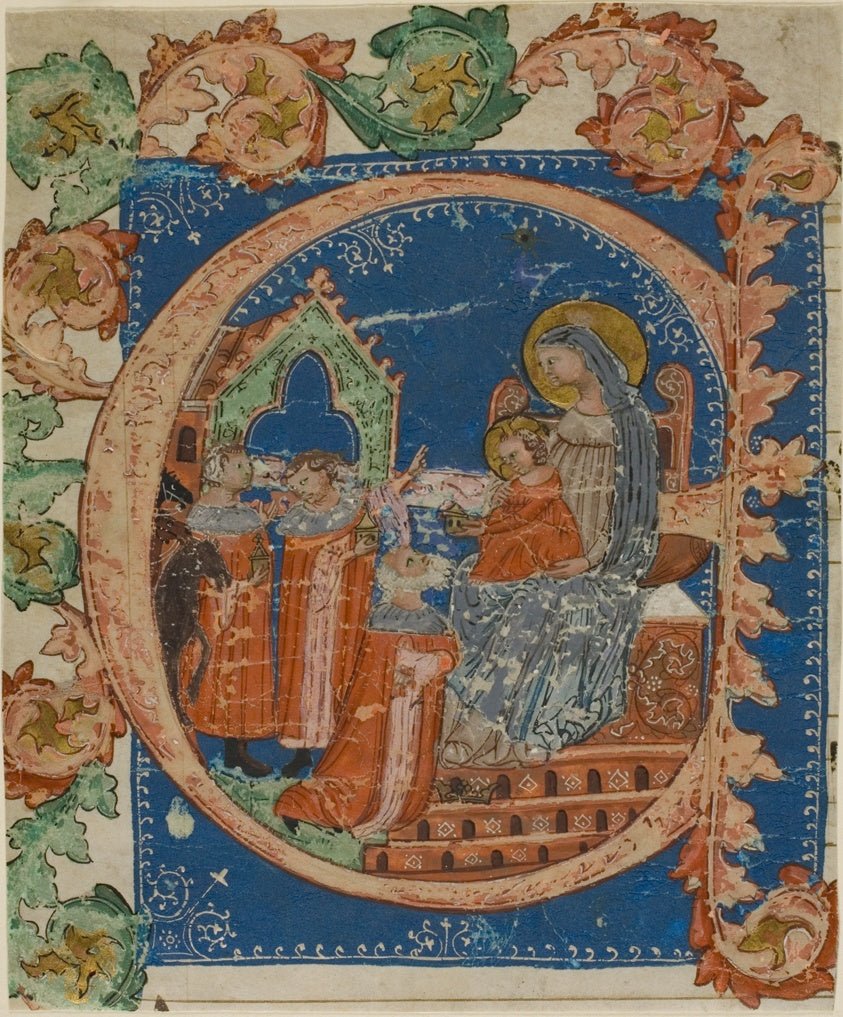 The Adoration of the Magi in a Historiated Initial "E" from a Choirbook by  Italian (Florence),23x16"( A2 size ) Poster Print