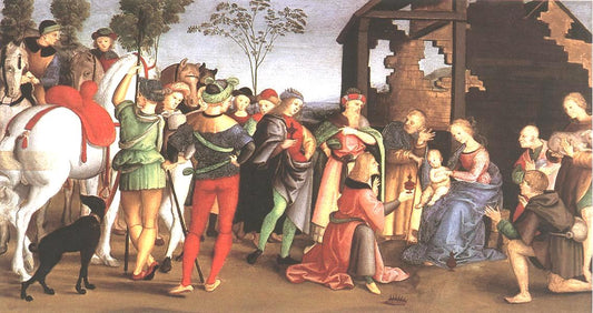 The Adoration of the Magi (Oddi altar), vintage artwork by Raphael, A3 (16x12") Poster Print