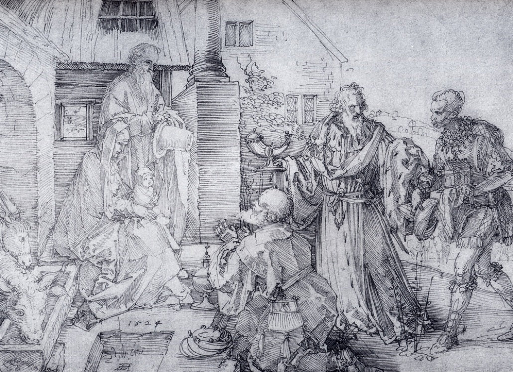 The Adoration Of The Wise Men, vintage artwork by Albrecht Dürer, A3 (16x12") Poster Print