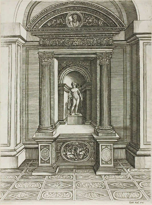 The Altar of Love by  Agostino dei Musi (Italian, c. 1490-after 1536), 23x16"( A2 size) Poster Print