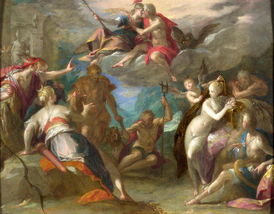 The Amazement of the Gods, vintage artwork by Hans von Aachen, A3 (16x12") Poster Print
