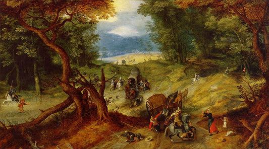 The Ambush, vintage artwork by Jan Brueghel the Elder, 12x8" (A4) Poster