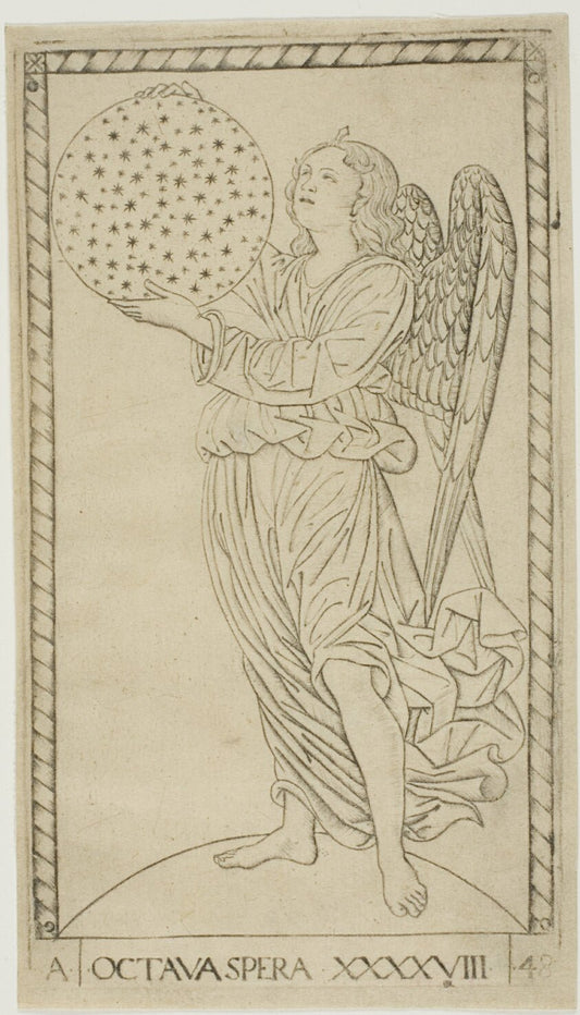 The Angel and the Eighth Sphere, plate 48 from Planets and Spheres by  Master of the E-Series Tarocchi, 23x16"( A2 size) Poster Print