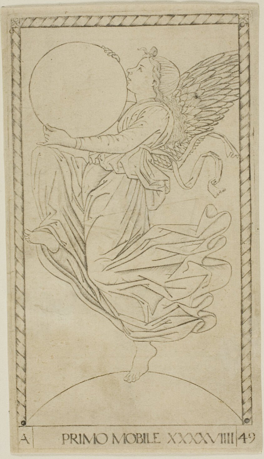 The Angel of the Ninth Sphere, or Primum Mobile, plate 49 from Planets and Spheres by  Master of the E-Series Tarocchi, 23x16"( A2 size) Poster Print