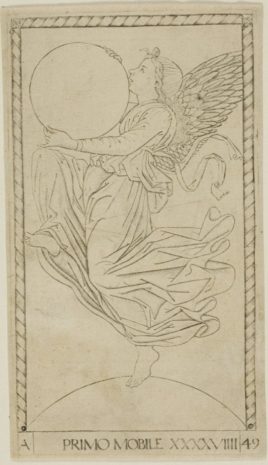 The Angel of the Ninth Sphere, or Primum Mobile, plate 49 from Planets and Spheres by  Master of the E-Series Tarocchi, 23x16"( A2 size) Poster Print