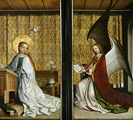 The Annunciation Altarpiece, vintage artwork by Stefan Lochner, A3 (16x12") Poster Print