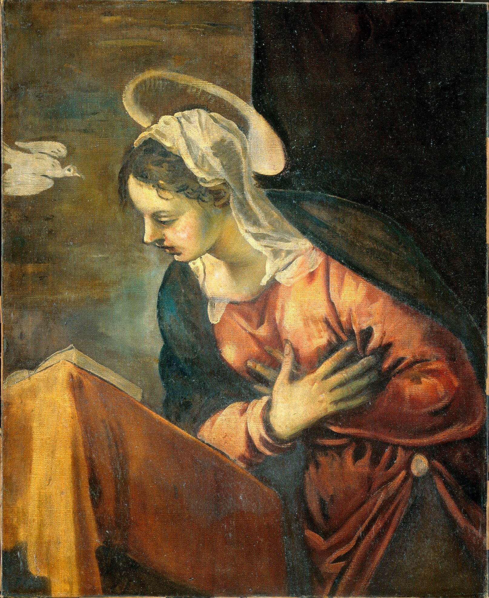 The Annunciation (Marie), vintage artwork by Tintoretto, A3 (16x12") Poster Print