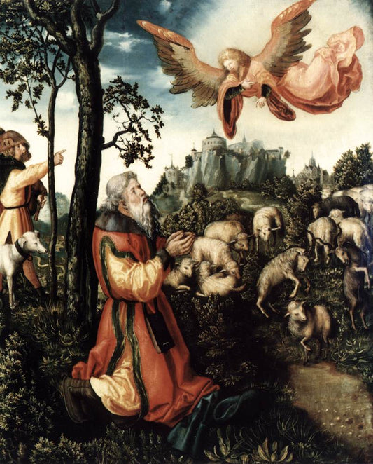 The Annunciation to Joachim, vintage artwork by Lucas Cranach the Elder, A3 (16x12") Poster Print