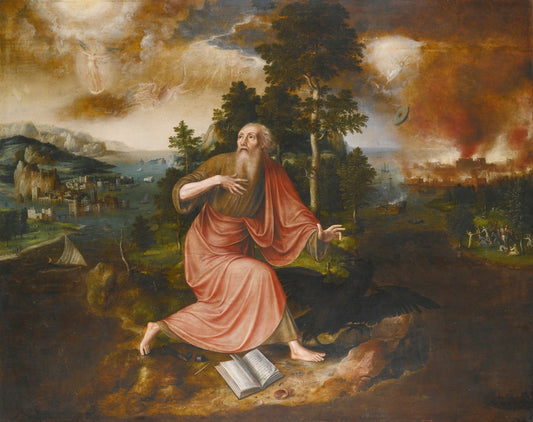 The Apocalypse of St John the Evangelist on the Island of Patmos, vintage artwork by Jan Massys, A3 (16x12") Poster Print
