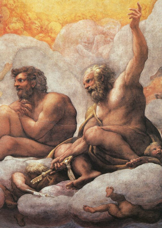The Apostles Peter and Paul (detail of cupola fresco), vintage artwork by Correggio, A3 (16x12") Poster Print