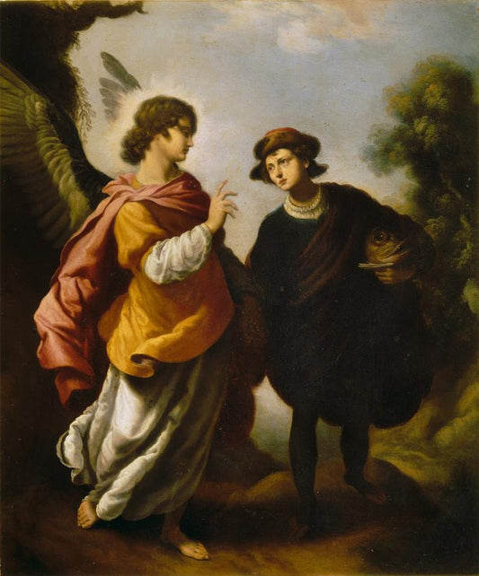 The Archangel Michael with Tobias, vintage artwork by Cristofano Allori, A3 (16x12") Poster Print
