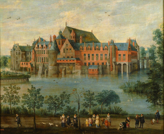 The Archduchess Isabel Clara Eugenia and Alberto at the Palace de Tervuren in Brussels, vintage artwork by Jan Brueghel the Elder, 12x8" (A4) Poster