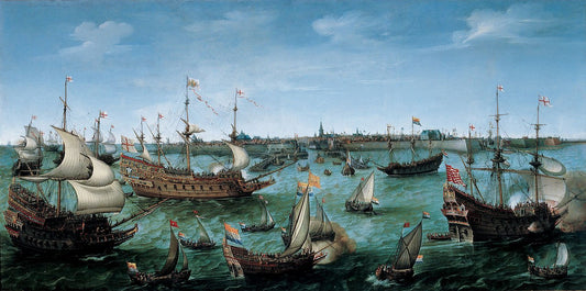 The Arrival at Vlissingen of the Elector Palatinate Frederick V, vintage artwork by Hendrick Vroom, A3 (16x12") Poster Print