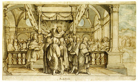 The Arrogance of Rehoboam, vintage artwork by Hans Holbein the Younger, A3 (16x12") Poster Print