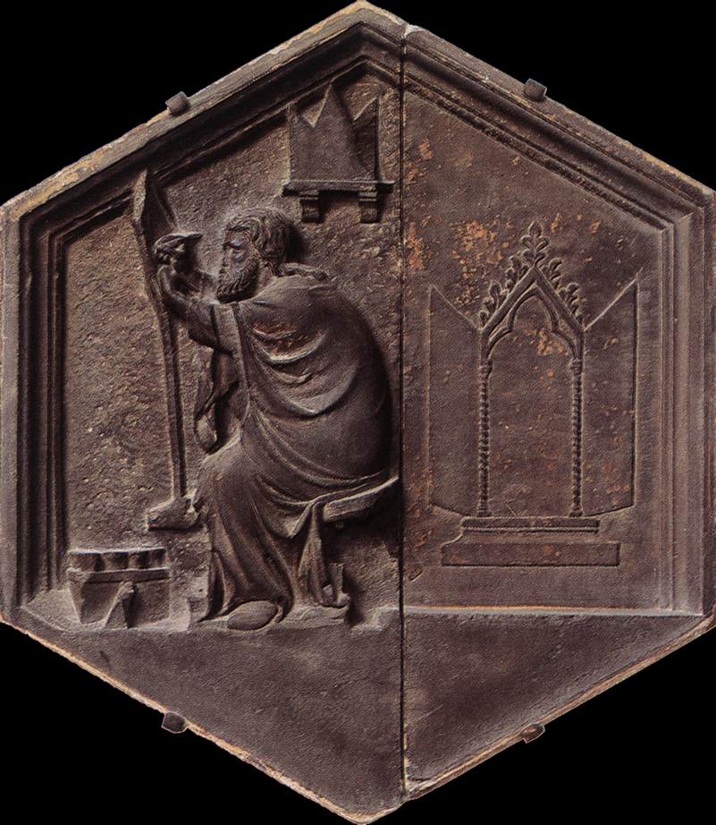 The Art of Painting, vintage artwork by Andrea Pisano, 12x8" (A4) Poster