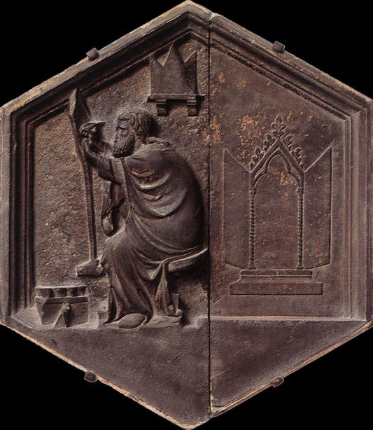 The Art of Painting, vintage artwork by Andrea Pisano, 12x8" (A4) Poster