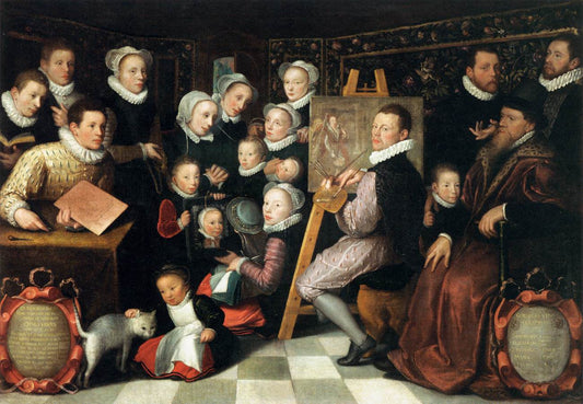 The Artist Painting, Surrounded by  his Family, vintage artwork by Otto van Veen, A3 (16x12") Poster Print