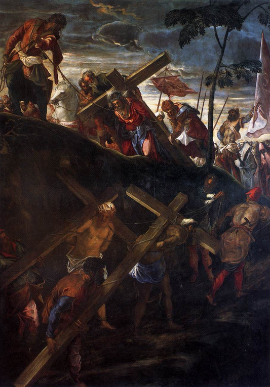 The Ascent to Calvary, vintage artwork by Tintoretto, A3 (16x12") Poster Print