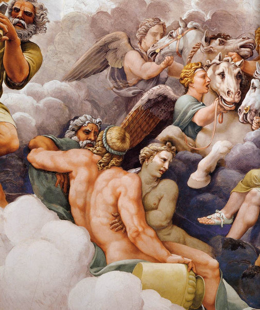 The Assembly of Gods around Jupiter detail, vintage artwork by Giulio Romano, A3 (16x12") Poster Print
