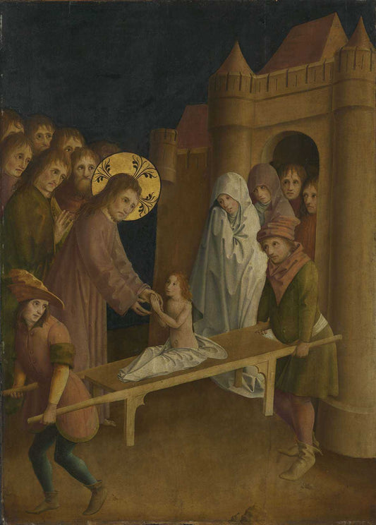 The Awakening of the Youth of Nain, vintage artwork by Master of Darmstadt Passion, A3 (16x12") Poster Print