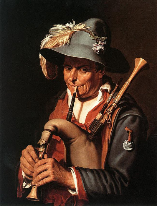 The Bagpiper, vintage artwork by Abraham Bloemaert, A3 (16x12") Poster Print