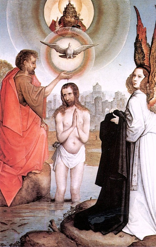 The Baptism of Chirst, vintage artwork by Juan de Flandes, A3 (16x12") Poster Print